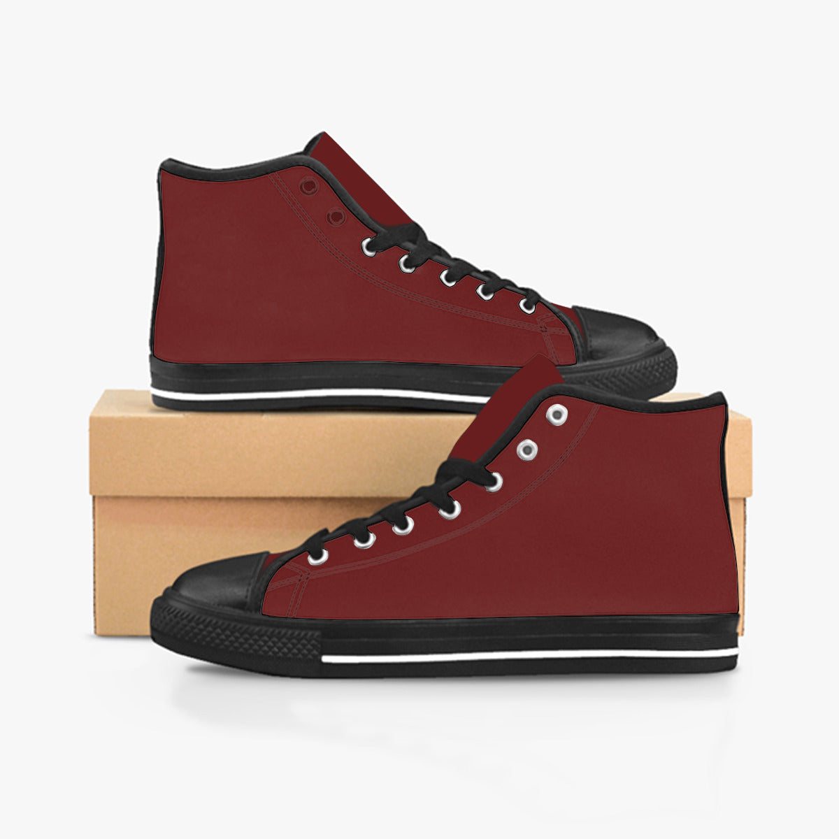 side profile of Burgundy High Top Shoes