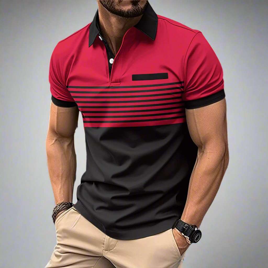 Men's Casual Striped Polo Shirt