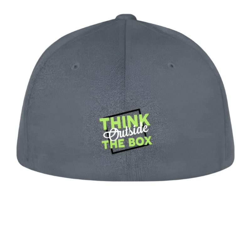 Gray cap with 'Think Outside The Box' logo on a white background