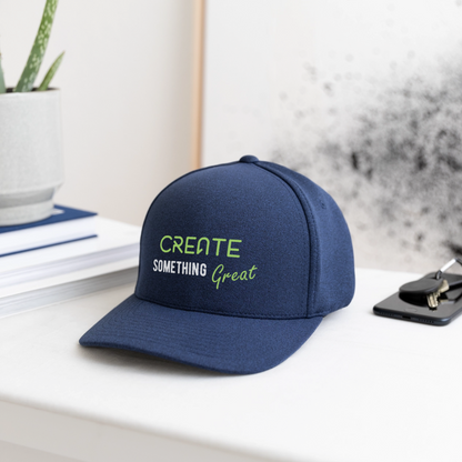 Flexfit Mélange Baseball Cap | Customizable (front & back) - heather navy
