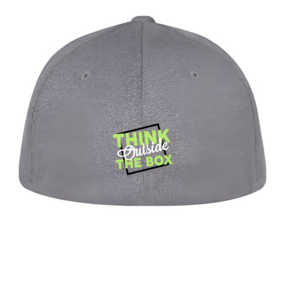 Gray cap with 'Think Outside The Box' text on a white background