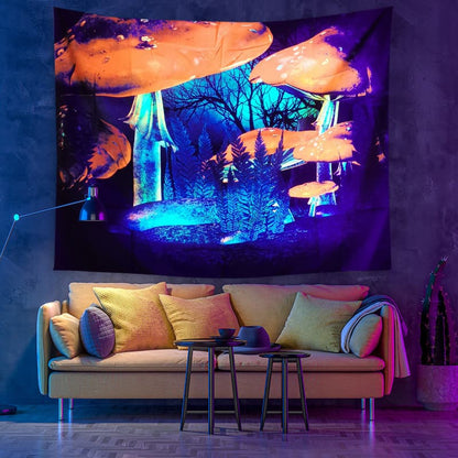 Fluorescent Surreal Art Blacklight Tapestry