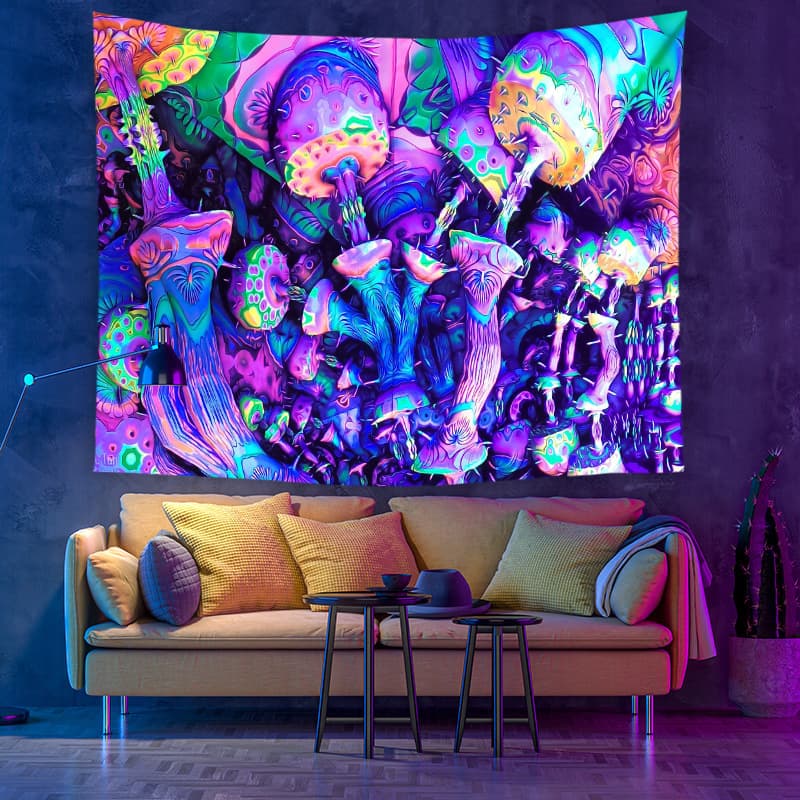 Fluorescent Surreal Art Blacklight Tapestry