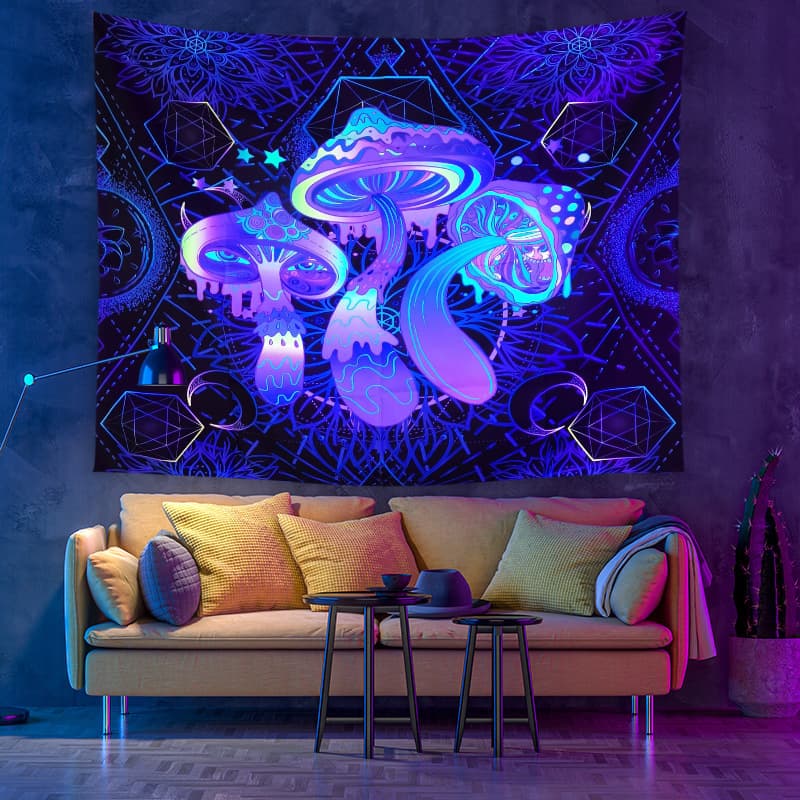 Fluorescent Surreal Art Blacklight Tapestry