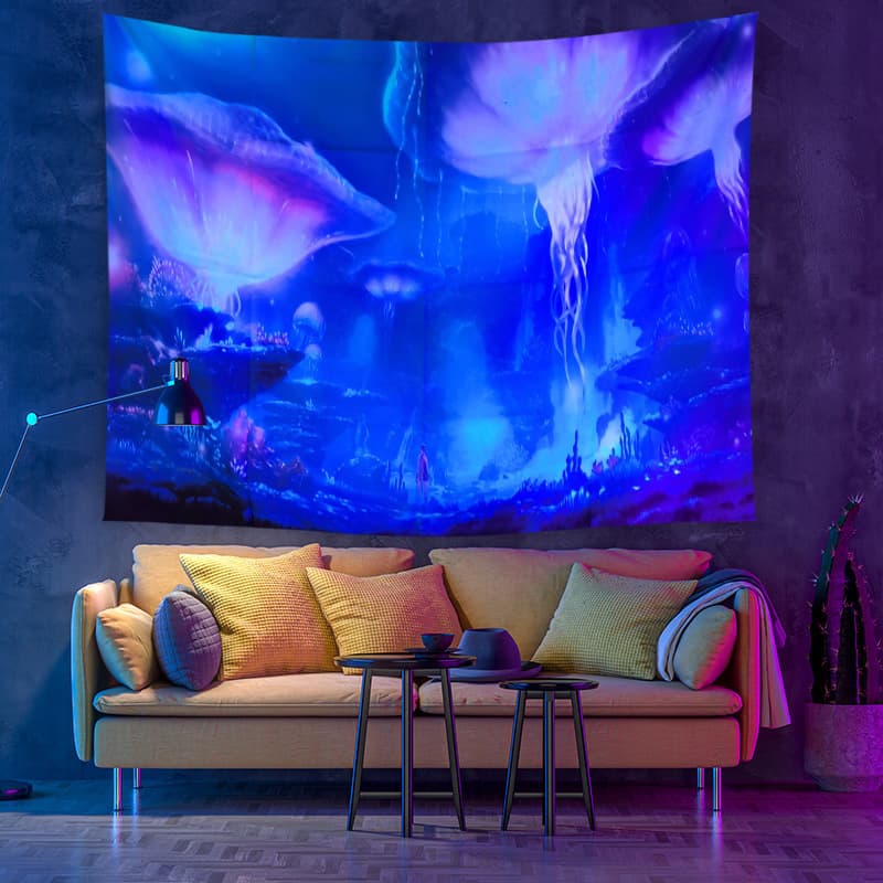 Fluorescent Surreal Art Blacklight Tapestry