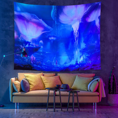 Fluorescent Surreal Art Blacklight Tapestry