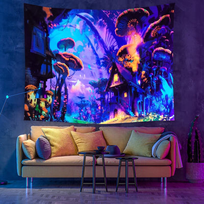 Fluorescent Surreal Art Blacklight Tapestry