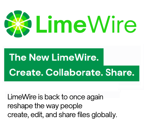 LimeWire text Ad with a LimeWire Logo