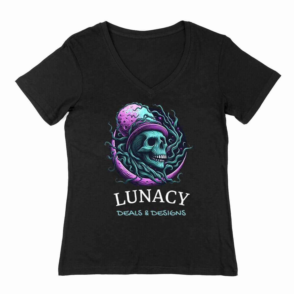Lunacy Deals & Designs Women's Cotton V-Neck T-Shirt - black