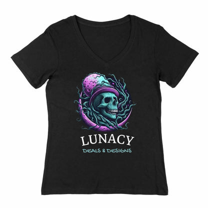 Lunacy Deals & Designs Women's Cotton V-Neck T-Shirt - black
