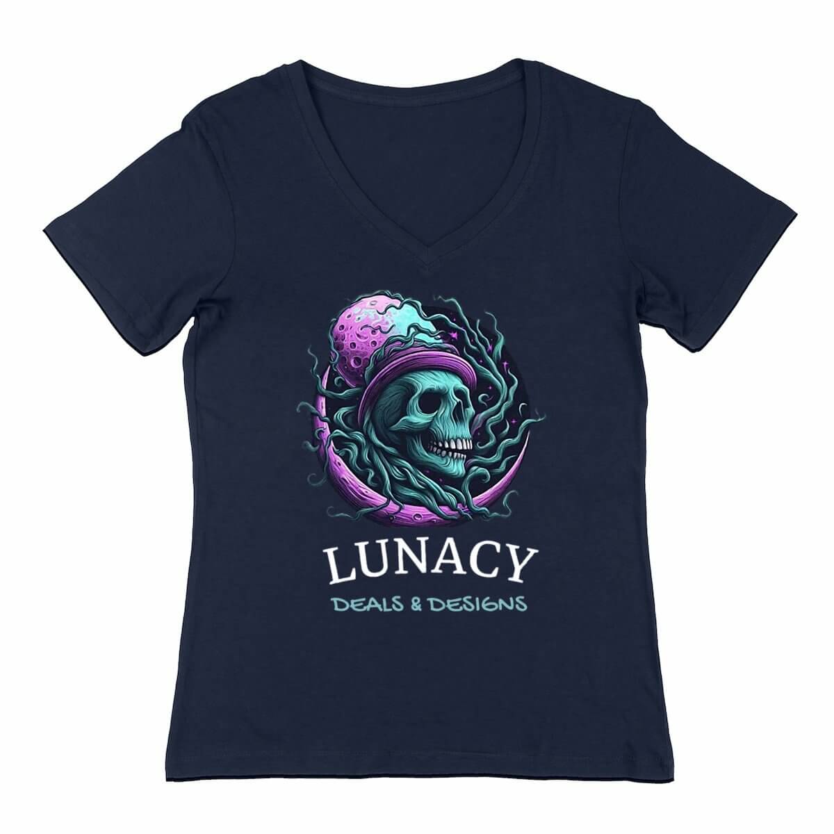 Lunacy Deals & Designs Women's Cotton V-Neck T-Shirt - blue