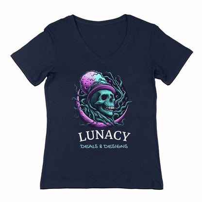 Lunacy Deals & Designs Women's Cotton V-Neck T-Shirt - blue