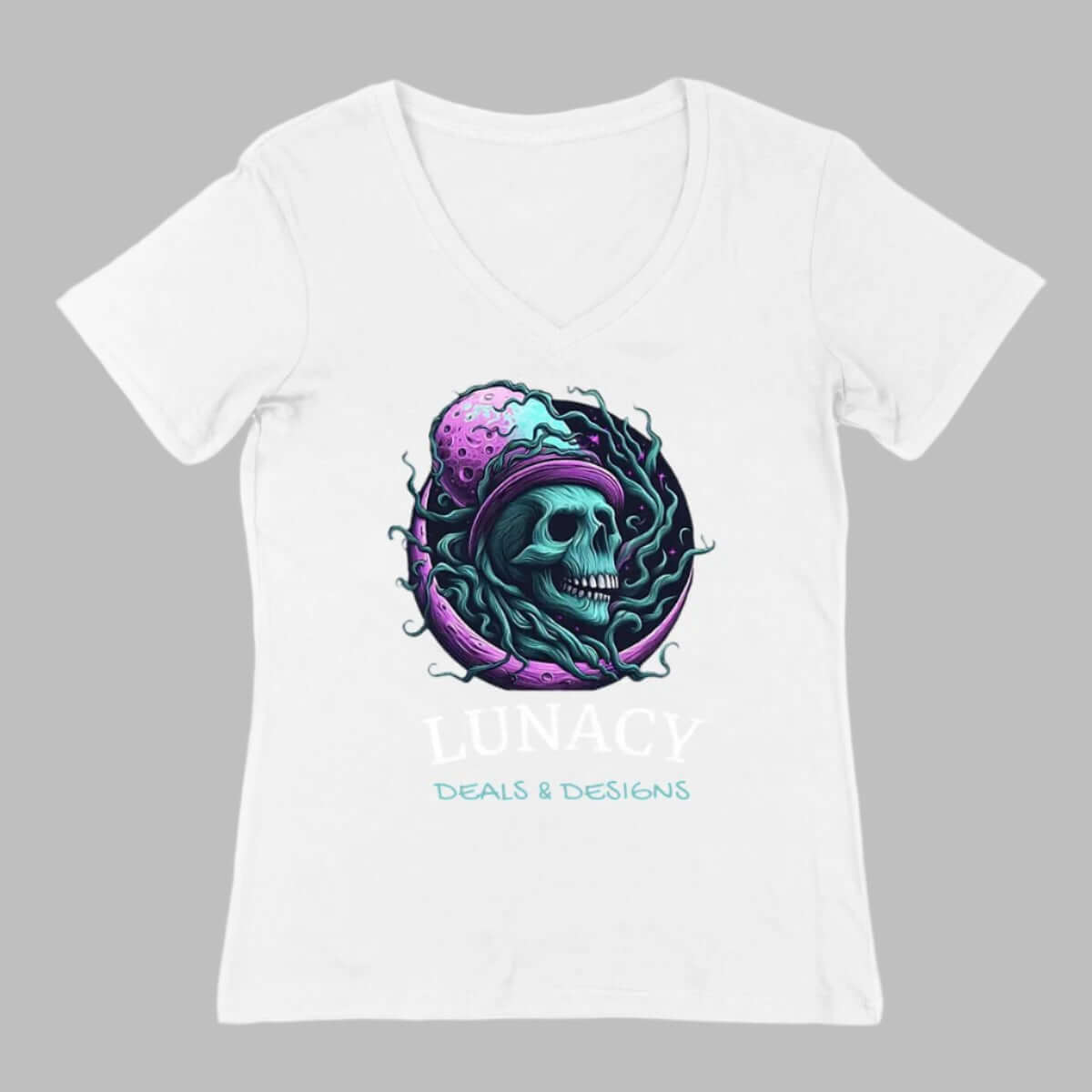 Lunacy Deals & Designs Women's Cotton V-Neck T-Shirt - white