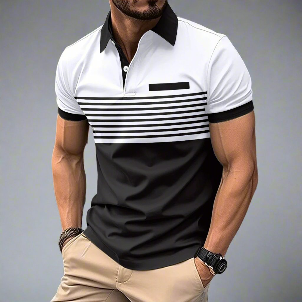 Men's Casual Striped Polo Shirt