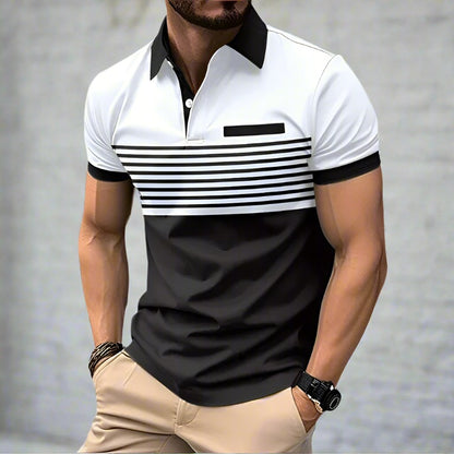 Men's Casual Striped black & white Polo Shirt