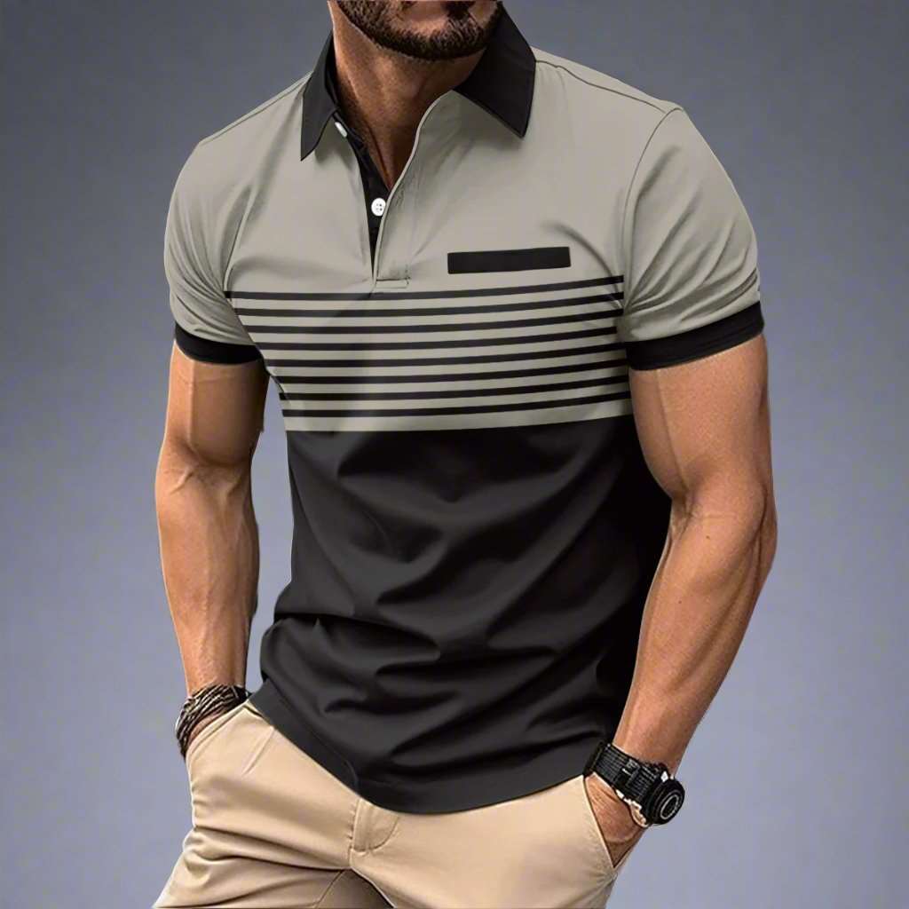 Men's Casual Striped Polo Shirt