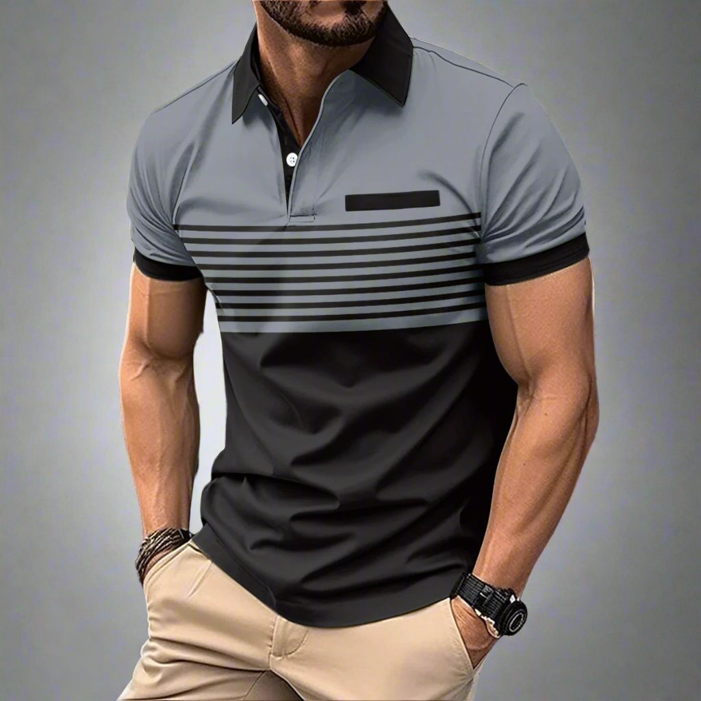 Men's Casual Striped Polo Shirt