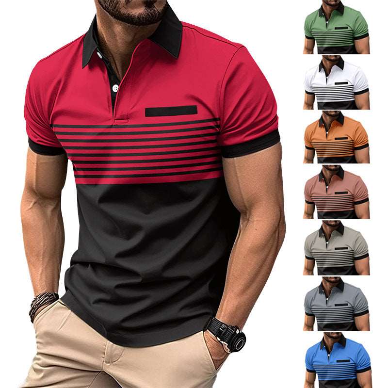 Men's Casual Striped Polo Shirt