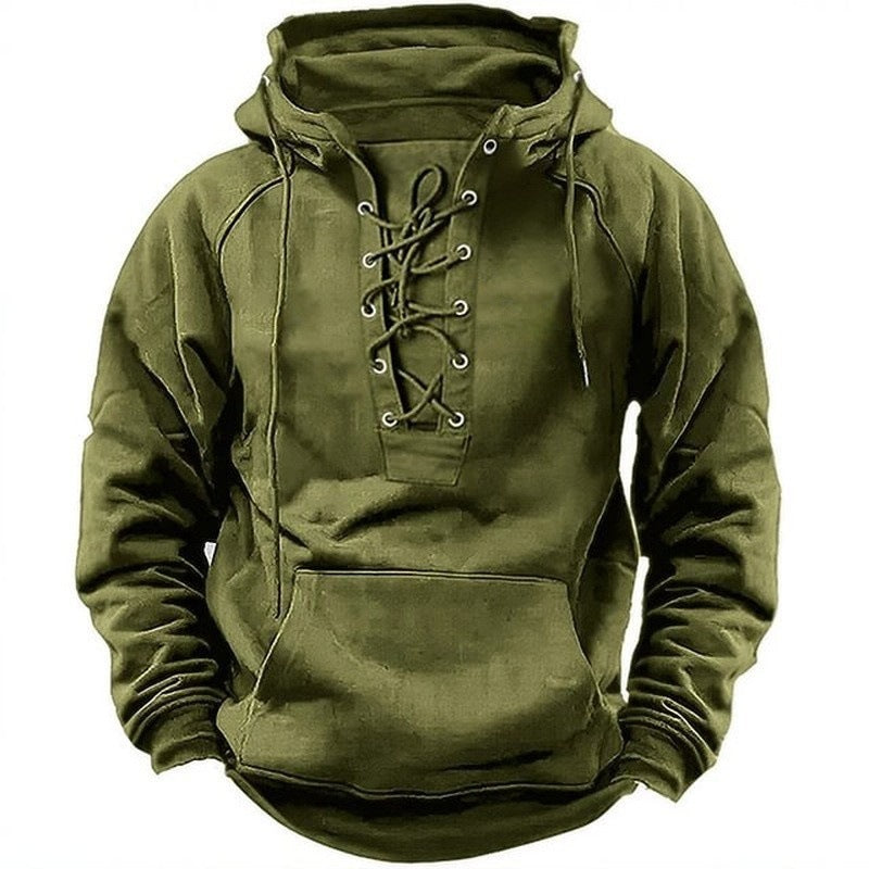 Men's Lace-up Hooded Sweatshirt - Lunacy Deals & Designs