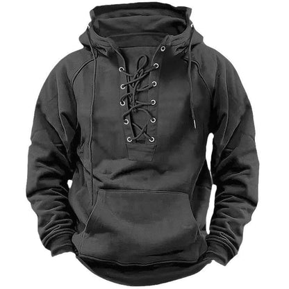 Men's Lace-up Hooded Sweatshirt - Lunacy Deals & Designs