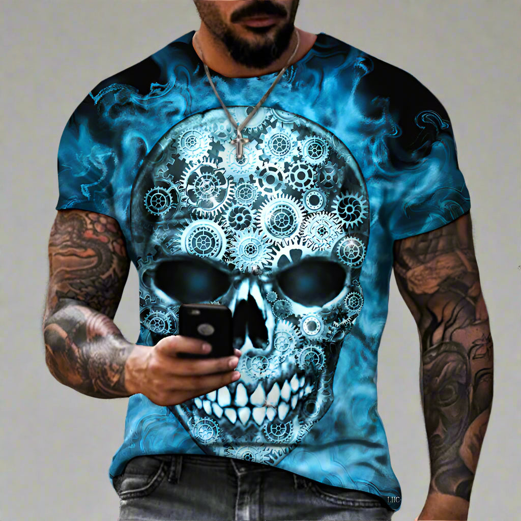 Men's Skull Digital Print T-Shirts - Lunacy Deals & Designs