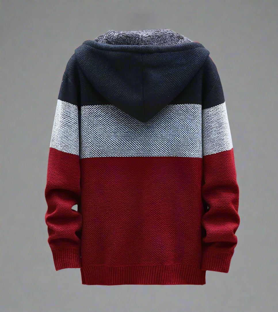 Kapuzenpullover mit Reißverschluss und Fleece im Colorblock-Design für Herren