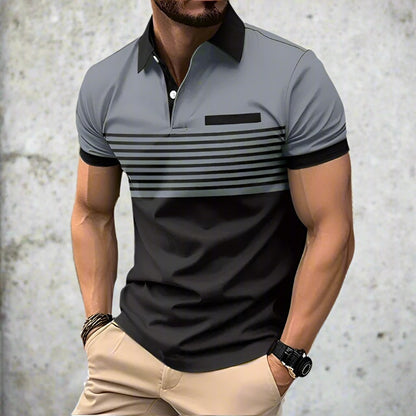 Men's Casual Striped Polo Shirt