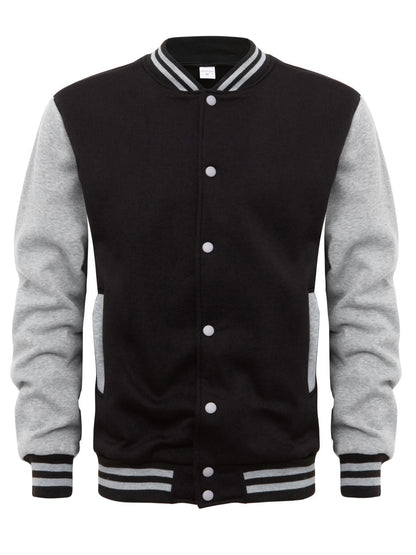 Men's Fleece Snap Button Varsity Jacket