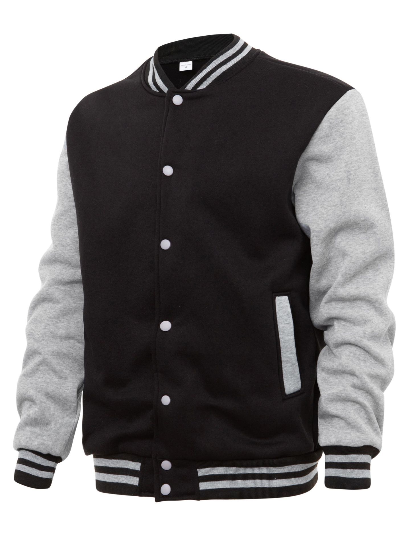 Men's Fleece Snap Button Varsity Jacket