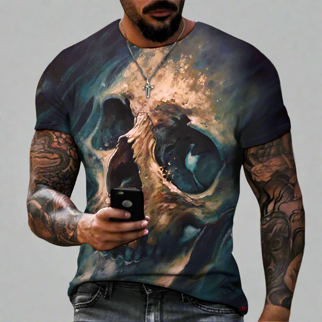 Men's Skull Digital Print T-Shirts - Lunacy Deals & Designs