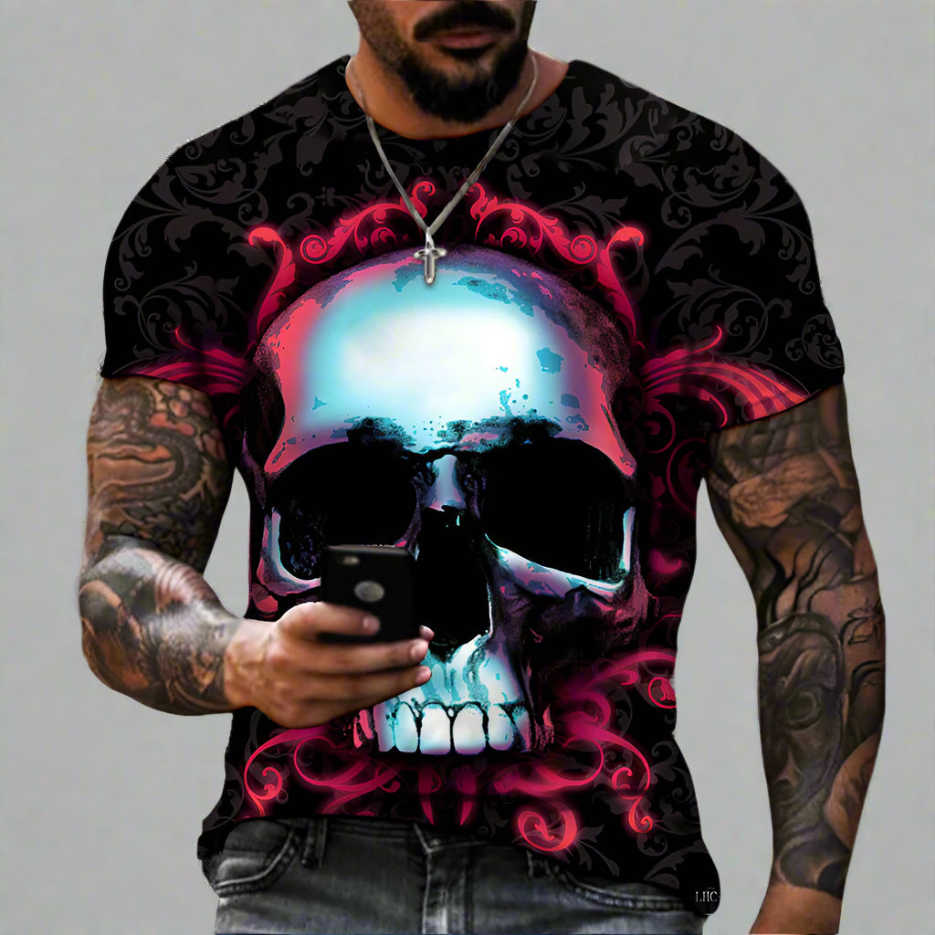 Men's Skull Digital Print T-Shirts - Lunacy Deals & Designs