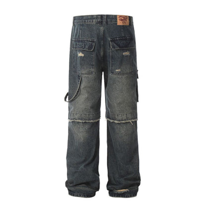 Men's Vintage Washed Cargo Jeans