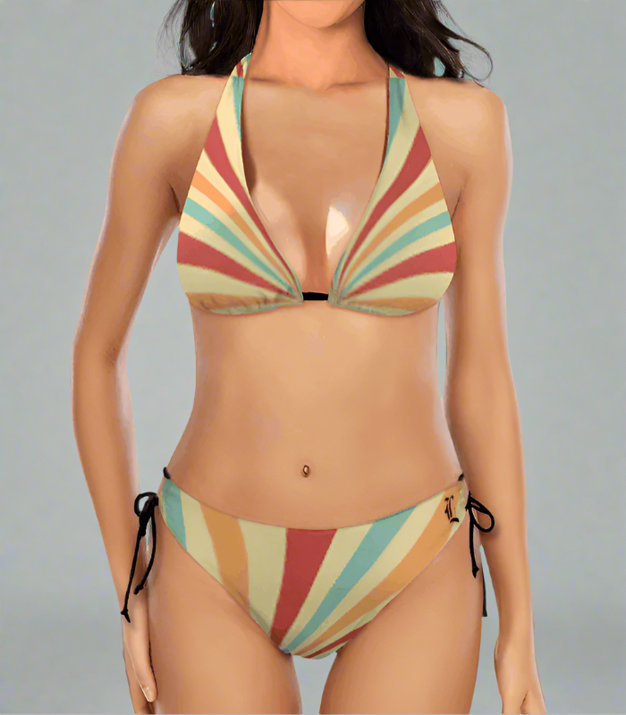 Retro Sunburst 2 Piece Halter Swimsuit - Lunacy Deals & Designs