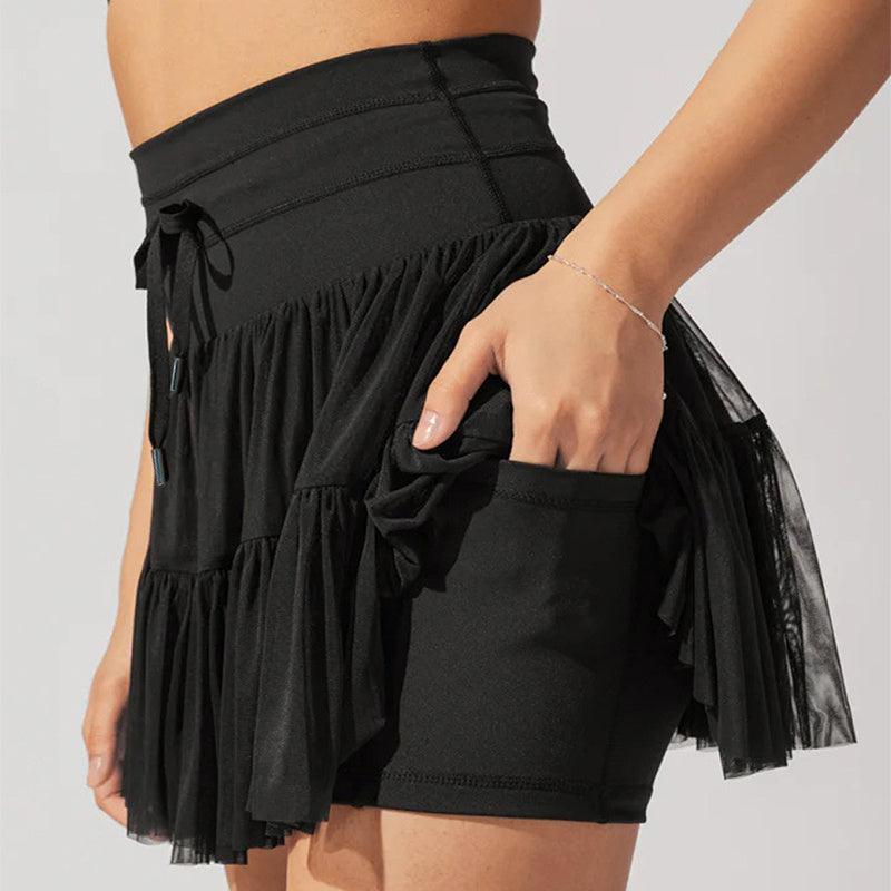 Ruffled High Waist Drawstring Skort - Lunacy Deals & Designs