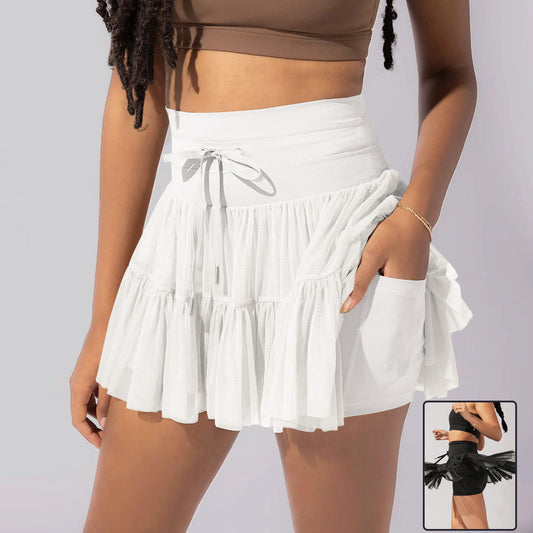 Ruffled High Waist Drawstring Skort - Lunacy Deals & Designs