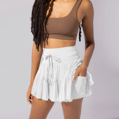 Ruffled High Waist Drawstring Skort - Lunacy Deals & Designs