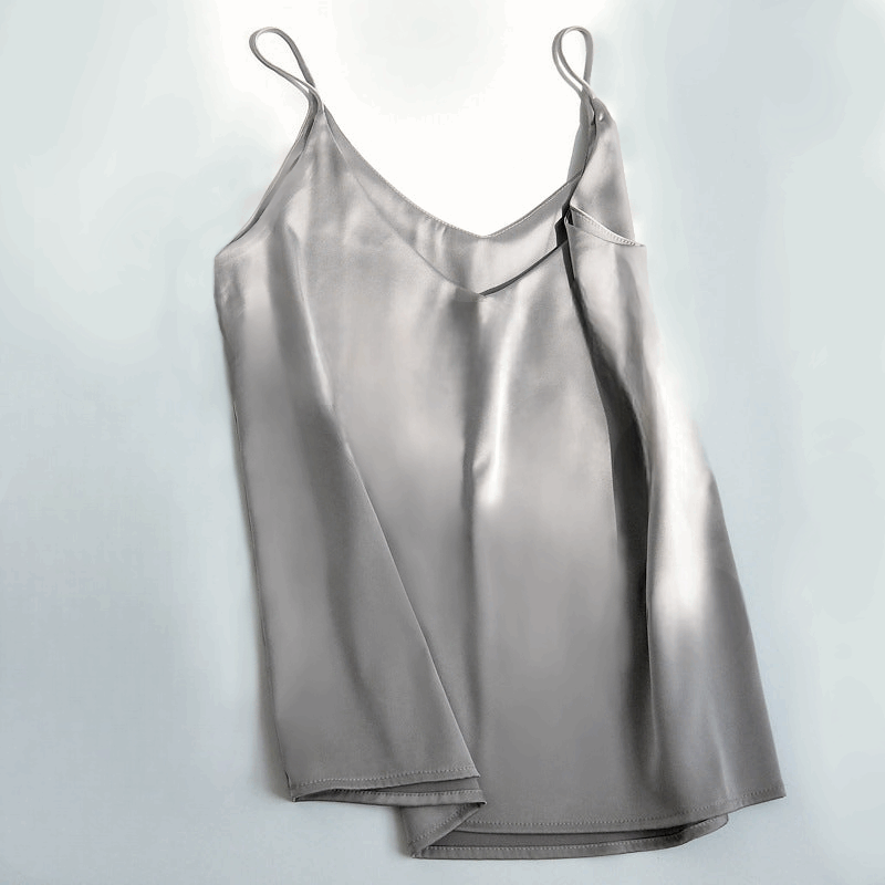 Satin Spaghetti Strap V Neck Camisole - Lunacy Deals & Designs