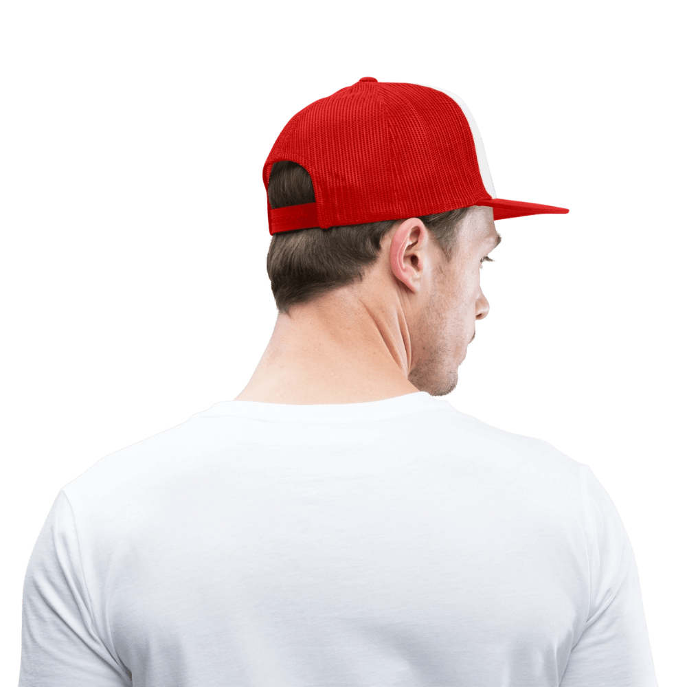 Snap-Back Trucker Hat | Customizable - white/red