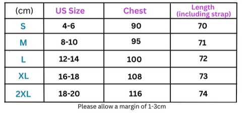 Clothing size chart for women’s strap pleated tank top featuring thin straps and pleated design