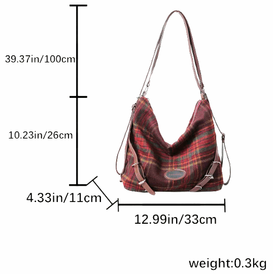 Tweed Reversible Plaid Purse / Backpack Lunacy Deals & Designs