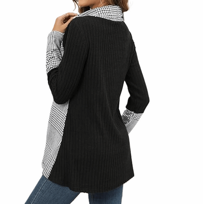 Women's Black & Plaid Cowl Neck Tunic Lunacy Deals & Designs