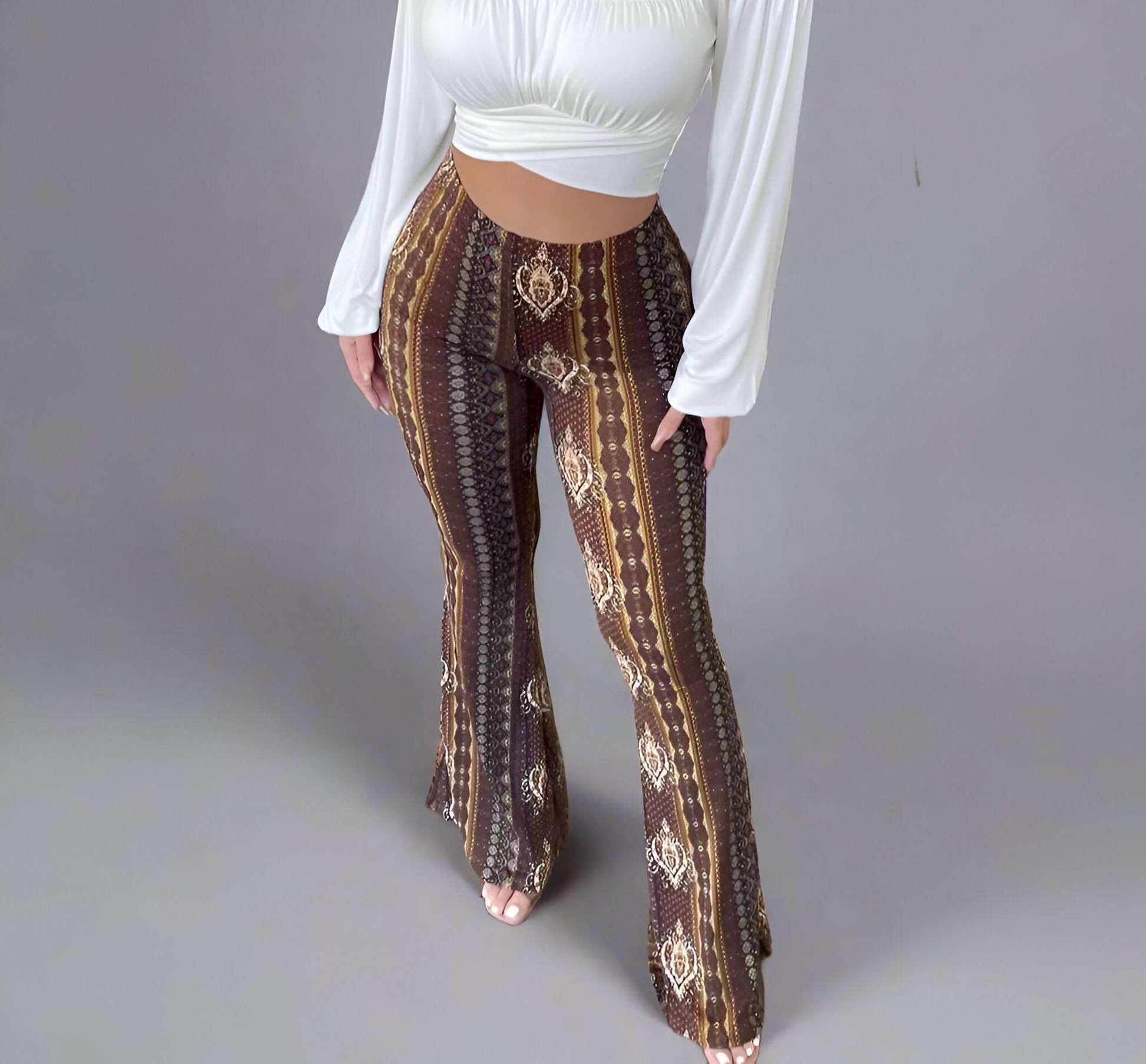 Women's Flared Boho Print Pants - Lunacy Deals & Designs