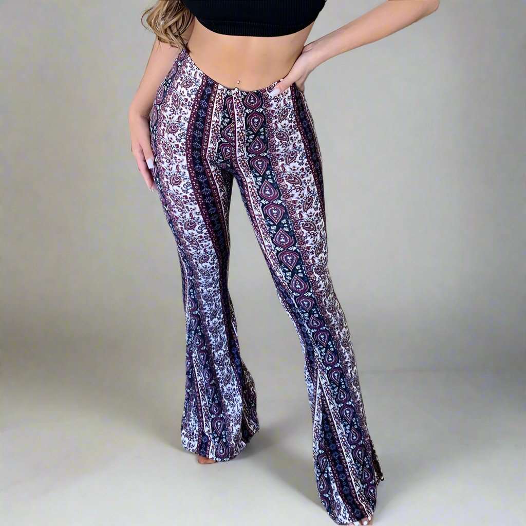 Women's Flared Boho Print Pants - Lunacy Deals & Designs