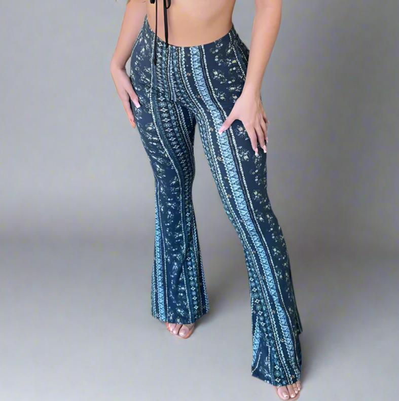 Women's Flared Boho Print Pants - Lunacy Deals & Designs