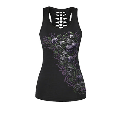 Women's Les Fleurs Violettes Sombres Hollow Out Tank Top