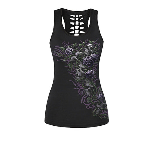 Women's Les Fleurs Violettes Sombres Hollow Out Tank Top