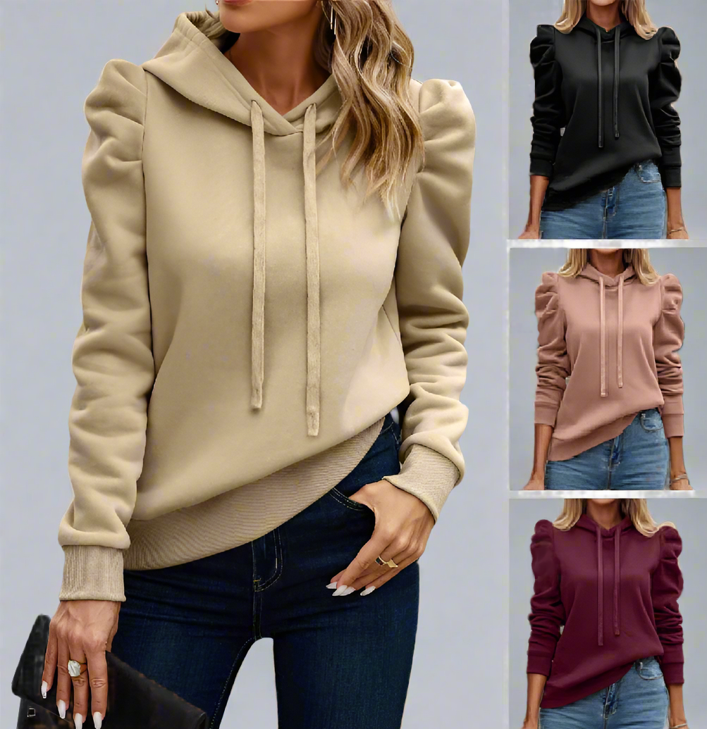 Women's Ruffle Sleeved Pullover Hoodie