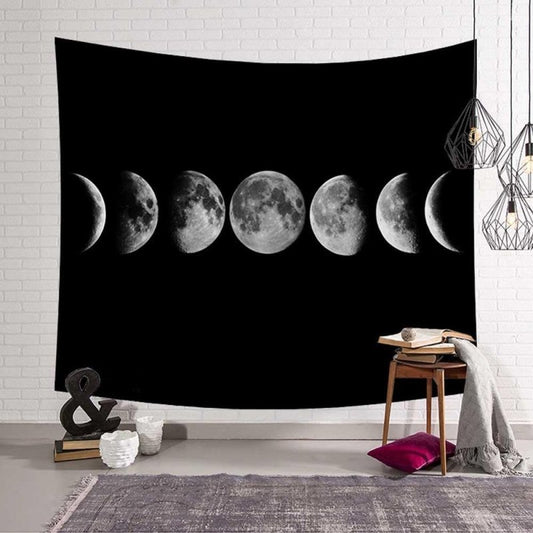 Black & White Moon Phases Tapestry - Lunacy Deals & Designs