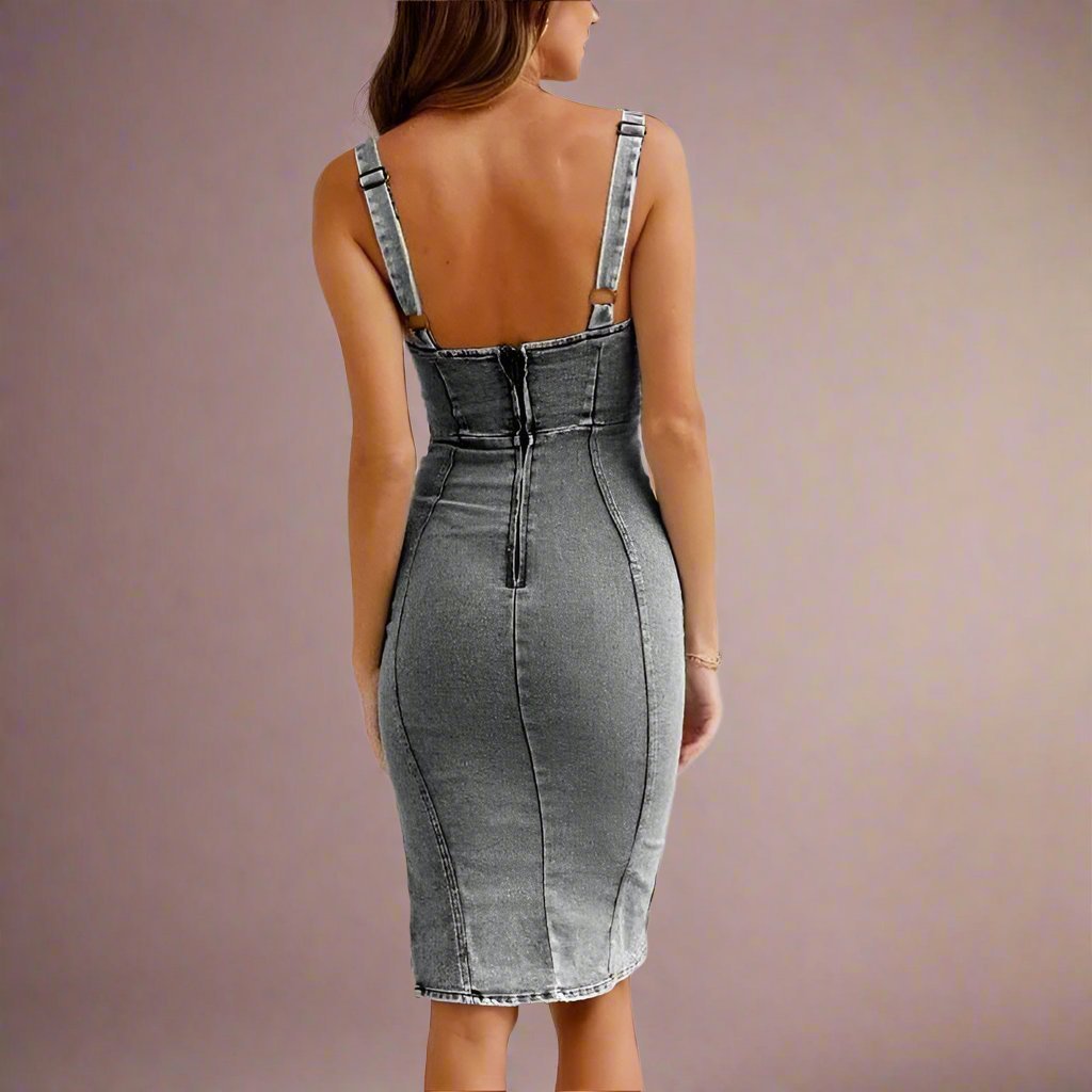 Denim U - Neck Suspender Dress - Lunacy Deals & Designs