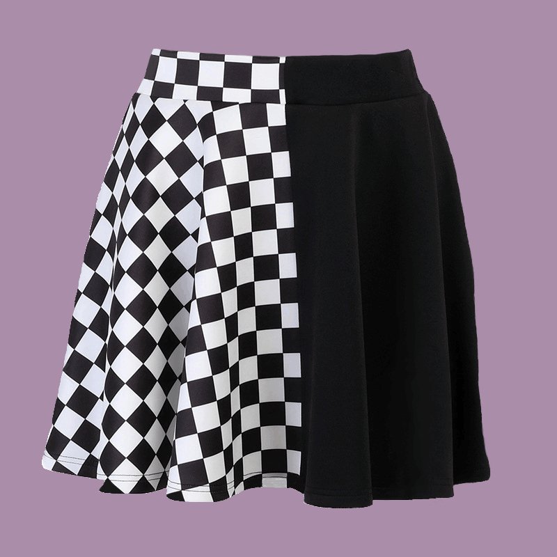 Dual - Tone Checkered Skirt - Lunacy Deals & Designs